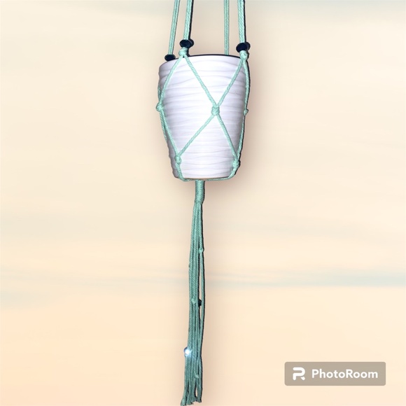 Custom Hand Crafted Macrame Plant Hanger with Pot - Picture 6 of 9